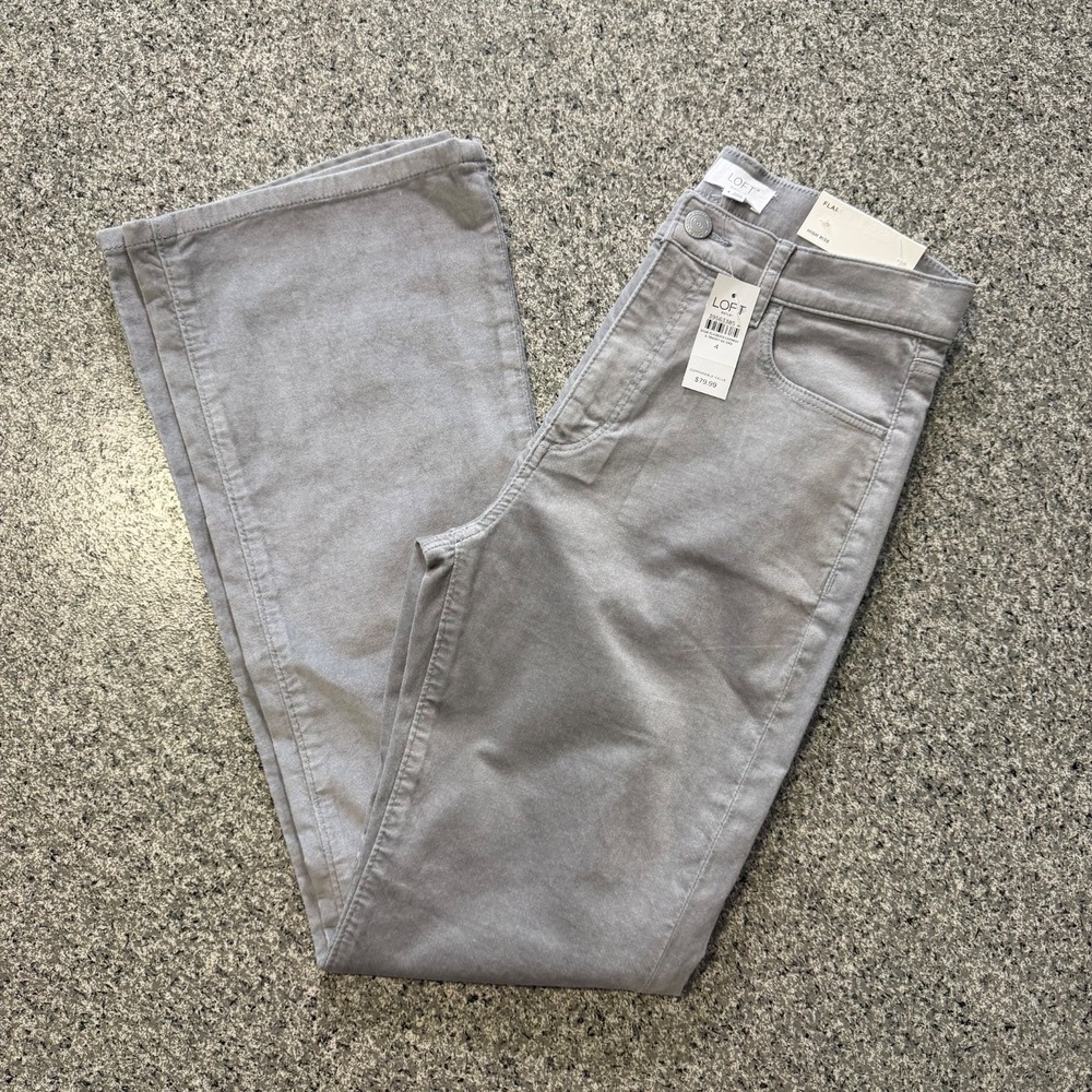 Loft Outlet Jeans Womens 4 27x31 High Rise Flare Velvet Grey Stretch